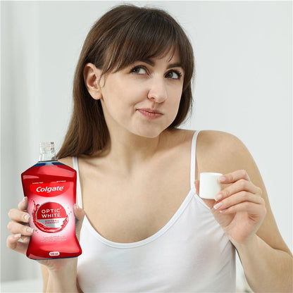 Colgate Optic White Teeth Whitening Mouthwash with Optic Brightener, Alcohol Free 500mL