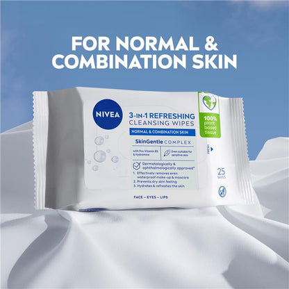 NIVEA 3in1 Refreshing Cleansing Normal & Combination Skin Wipes 7 Pack