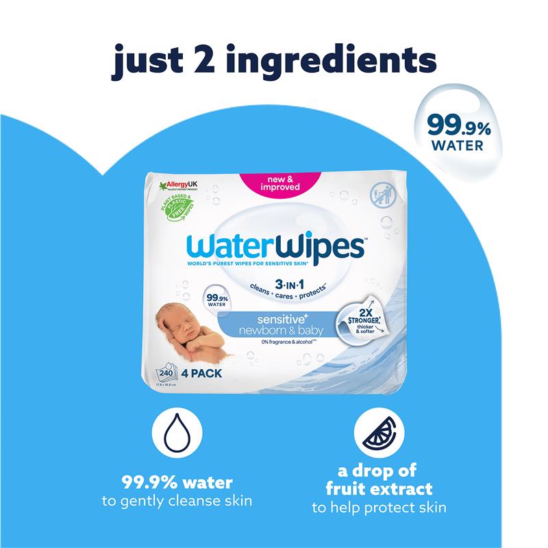WaterWipes Baby & Newborn Sensitive Wipes 240 Pack