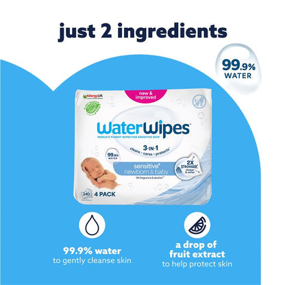WaterWipes Baby & Newborn Sensitive Wipes 240 Pack