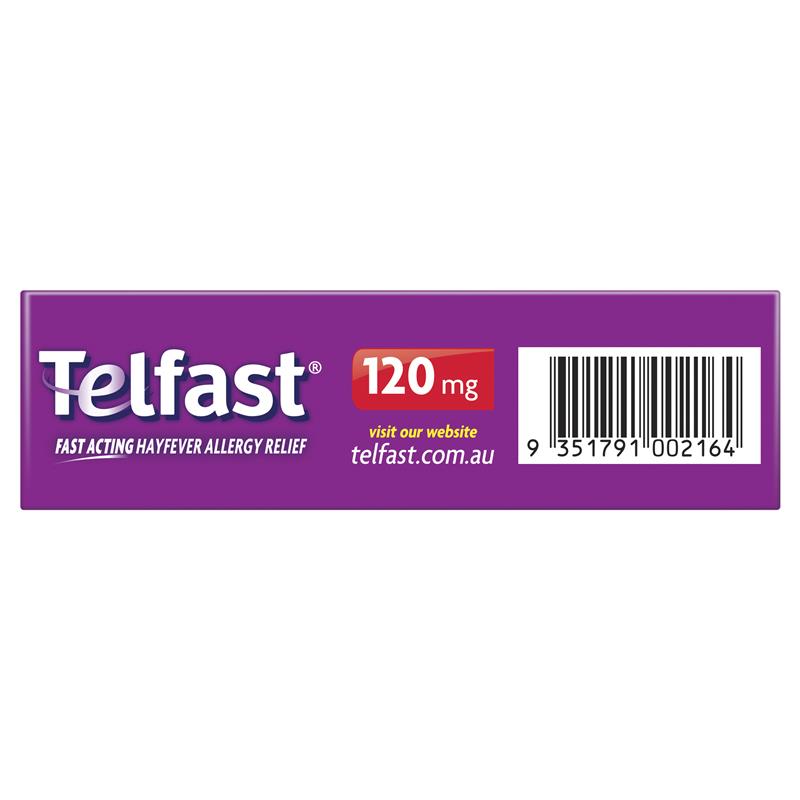Telfast Hayfever Allergy Relief 120mg Antihistamine Tablets Non-Drowsy - 30 Pack