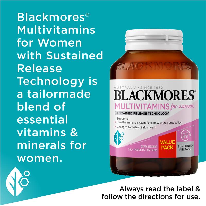 Blackmores Multivitamin For Women Sustained Release 150 Tablets Exclusive Size