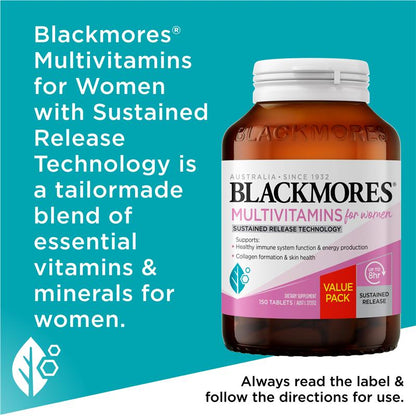 Blackmores Multivitamin For Women Sustained Release 150 Tablets Exclusive Size