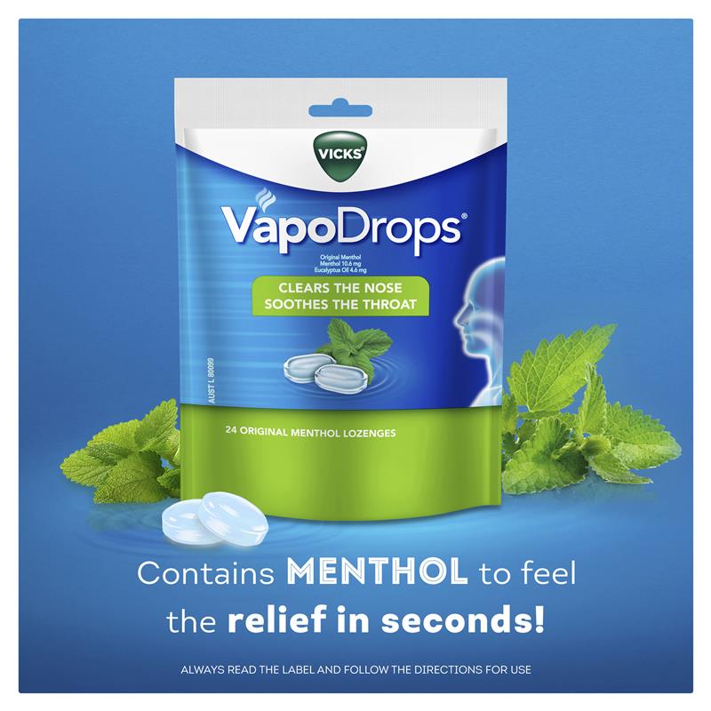 Vicks VapoDrops Original Menthol Lozenges 24 Pack