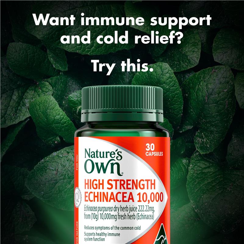 Nature's Own High Strength Echinacea 10,000mg 30 Capsules - GimmeNow