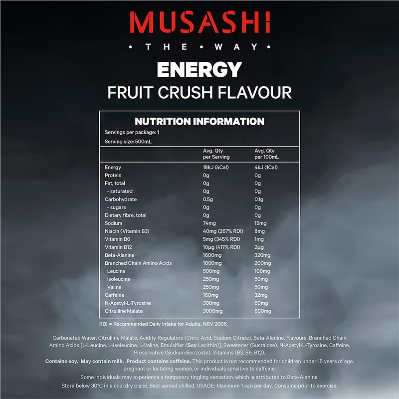 Musashi Energy Fruit Crush 500ml
