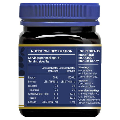 Manuka Health MGO 400+ Manuka Honey 250g (Not For Sale In WA)