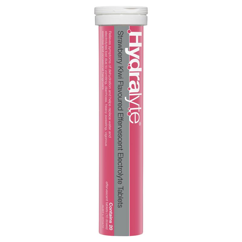 Hydralyte Electrolyte Effervescent Strawberry Kiwi 20 Tablets - GimmeNow