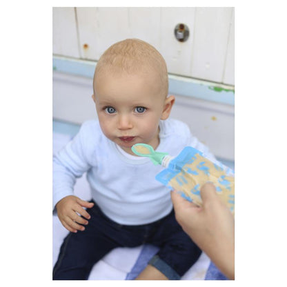 Cherub Baby Universal Food Pouch Spoons Blue & Green 2 Pack