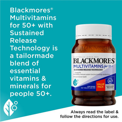 Blackmores Multivitamin For 50+ Sustained Release 150 Tablets Exclusive Size