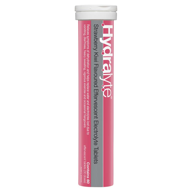 Hydralyte Electrolyte Effervescent Strawberry Kiwi 60 Tablets Exclusive Size - GimmeNow