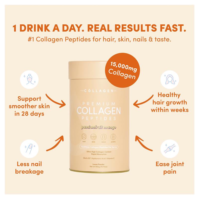 The Collagen Co Premium Collagen Peptides Passionfruit Mango 560g