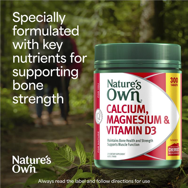 Nature’s Own Calcium, Magnesium & Vitamin D3 300 Tablets Value Pack Exclusive Size