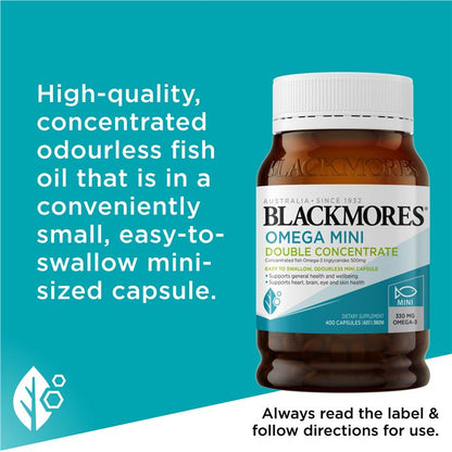 Blackmores Omega Mini Double Concentrate 400 Capsules - GimmeNow