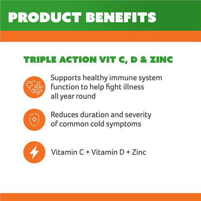 Cenovis Chewable Triple Action C D & Zinc 120 Tablets