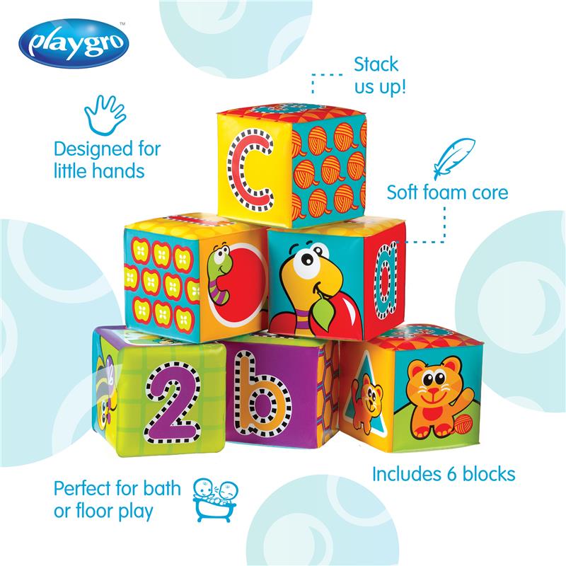 Playgro Splash and Learn Bath Soft Blocks 6 Pack