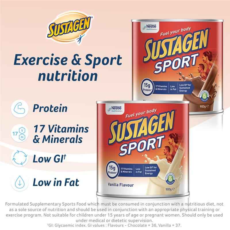 Sustagen Sports Nutrition Powder Supplement Chocolate Flavour 910g