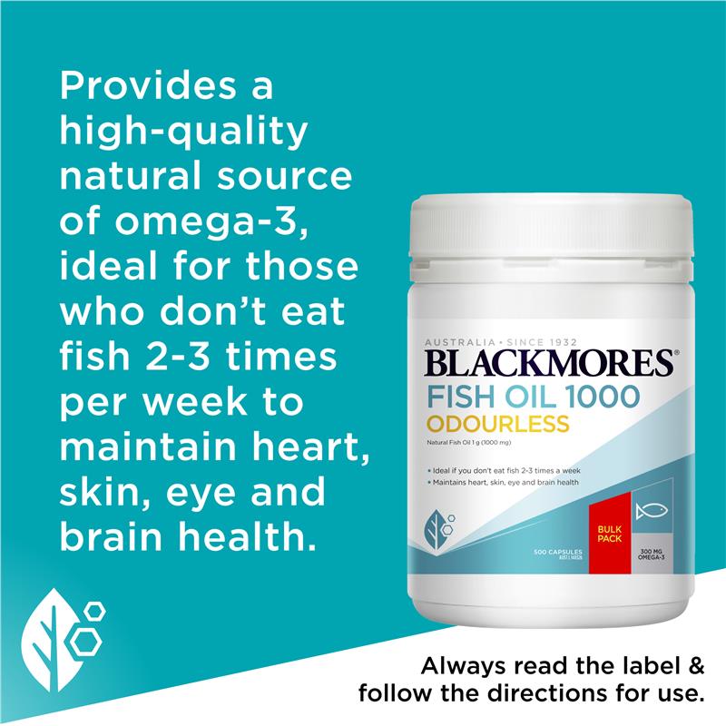Blackmores Odourless Fish Oil 1000mg 500 Capsules Exclusive Size