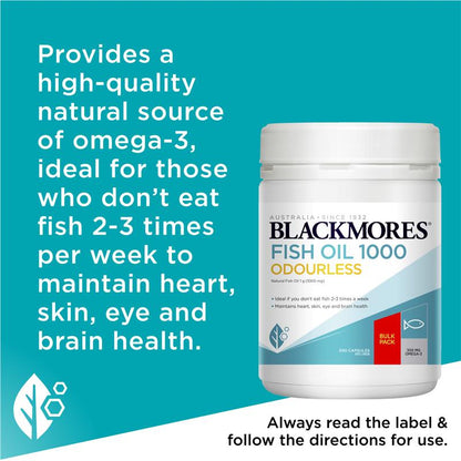 Blackmores Odourless Fish Oil 1000mg 500 Capsules Exclusive Size