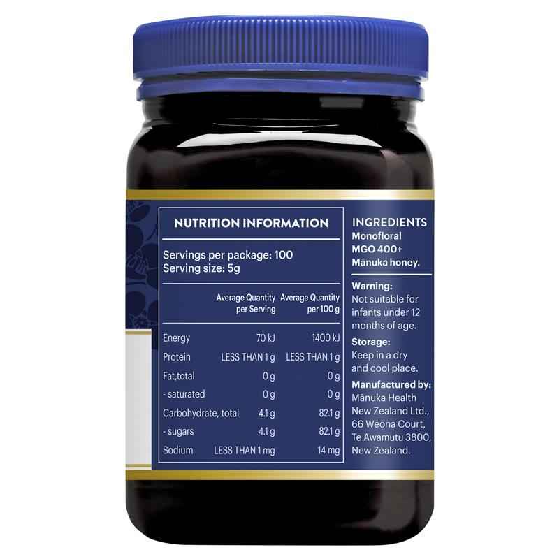 Manuka Health MGO 400+ Manuka Honey 500g (Not For Sale In WA)
