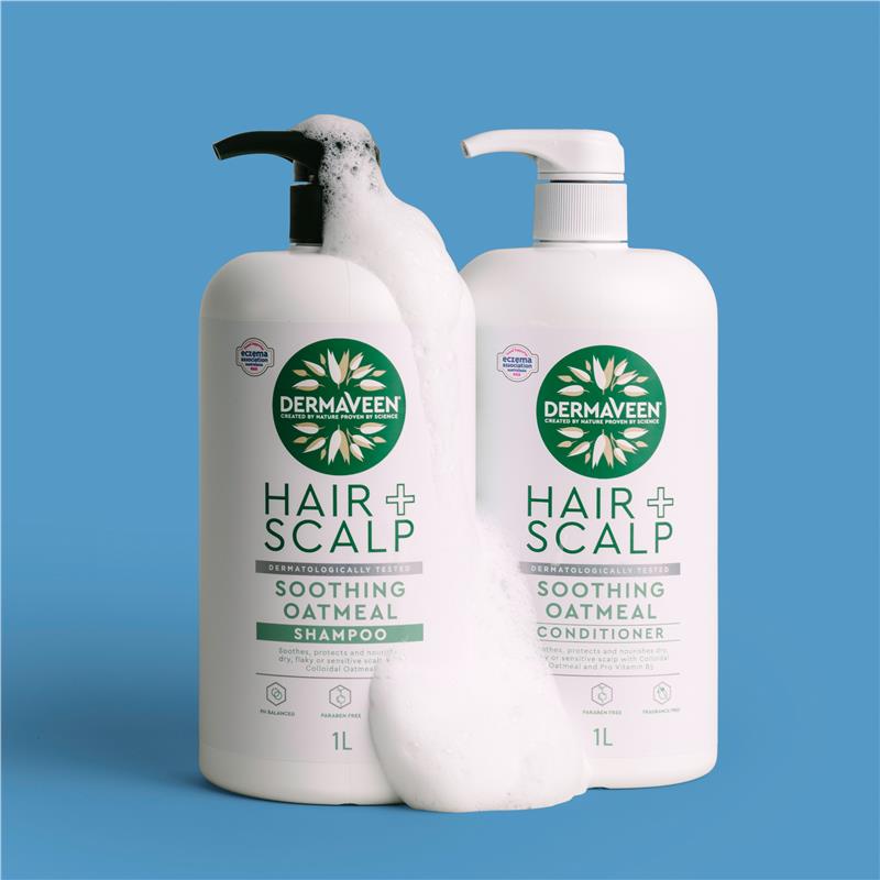 DermaVeen Oatmeal Shampoo for Dry, Flaky or Sensitive Scalps 1L