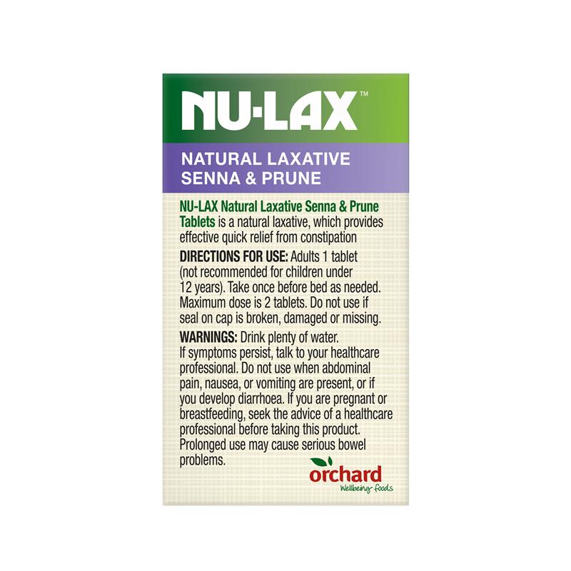 Nulax Natural Laxative Tablets with Senna and Prunes 40 Tablets