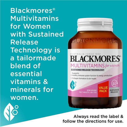 Blackmores Multivitamin For Women Sustained Release 150 Tablets Exclusive Size