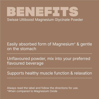Swisse Ultiboost Magnesium Glycinate Unflavoured Powder 320g