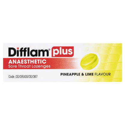 Difflam Plus Anaesthetic Sugar Free Pineapple & Lime 16 Lozenges