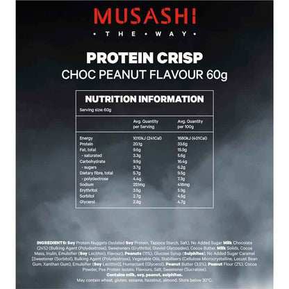 Musashi Protein Crisp Bar Choc Peanut 60g