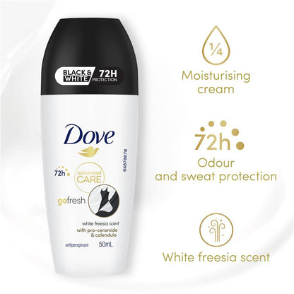 Dove Women Advanced Care Antiperspirant Deodorant 72h Roll On Black & White 50ml