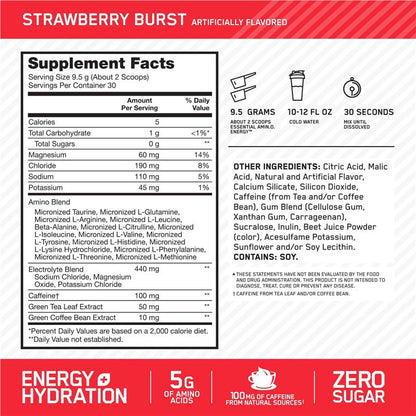 Optimum Nutrition Amino Energy + Electrolytes Strawberry 30 Serves 285g
