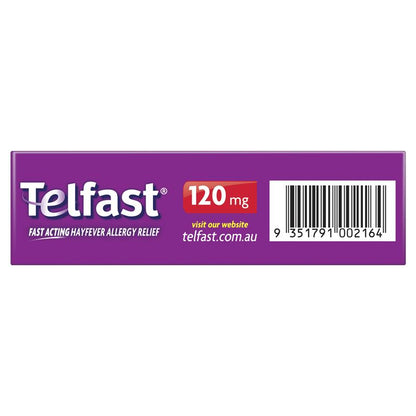 Telfast Hayfever Allergy Relief 120mg Antihistamine Tablets Non-Drowsy - 30 Pack