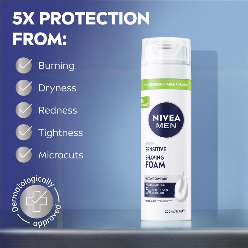 NIVEA MEN Sensitive Shaving Foam Instant Protection 200ml