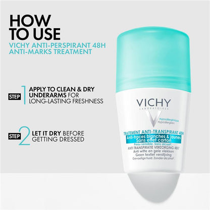 Vichy Antiperspirant Roll On 48hr No White Marks 50ml