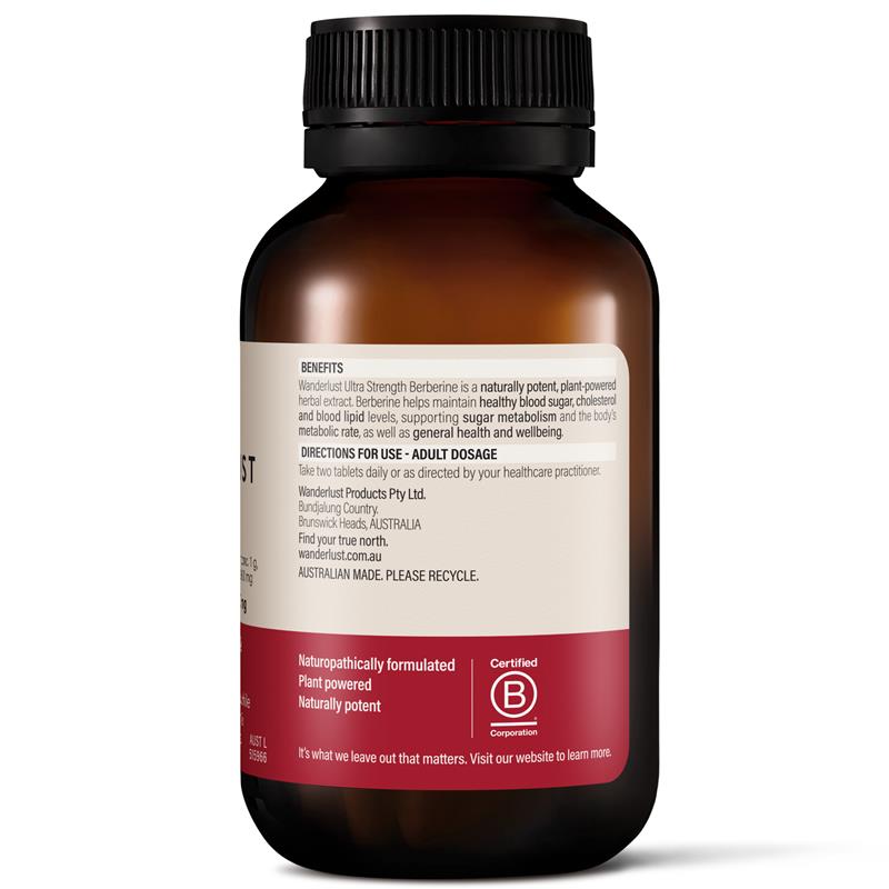 Wanderlust Ultra Strength Berberine 800mg 60 Tablets