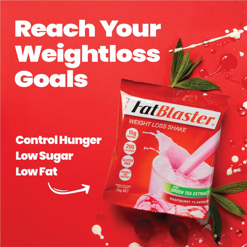 Fatblaster Weight Loss Shake Raspberry 21 x 33g Sachets Exclusive Size