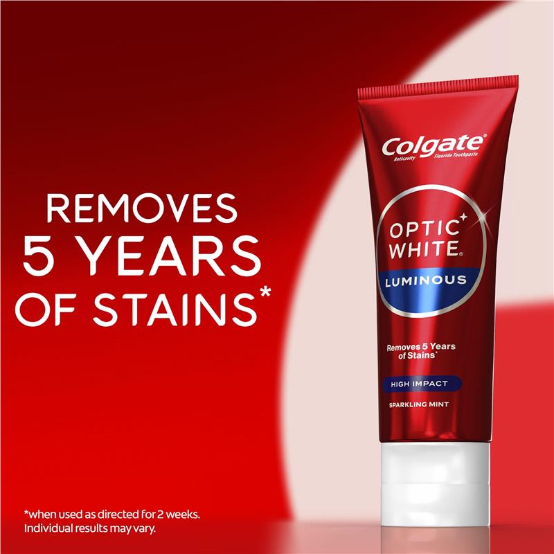 Colgate Toothpaste Optic White Luminous High Impact Teeth Whitening 85g