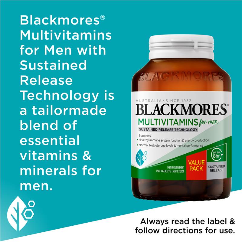 Blackmores Multivitamin For Men Sustained Release 150 Tablets Exclusive Size