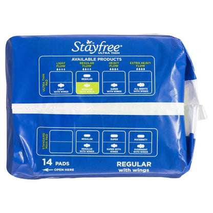 Stayfree Ultra Thin Regular Sanitary Pads With Wings 14 Pack