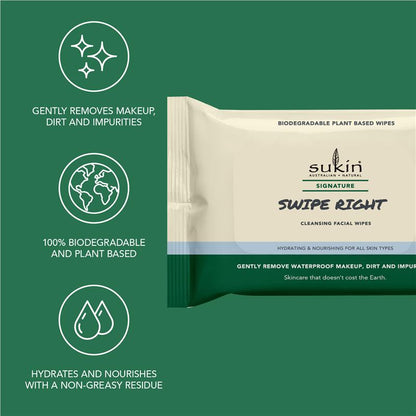 Sukin Signature Swipe Right Cleansing Facial Wipes 25 Sheets