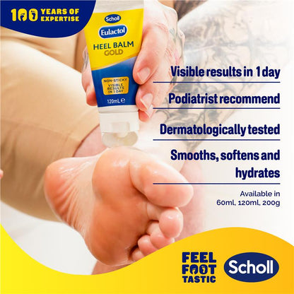 Scholl Eulactol Heel Balm Gold 120ml Twin Pack