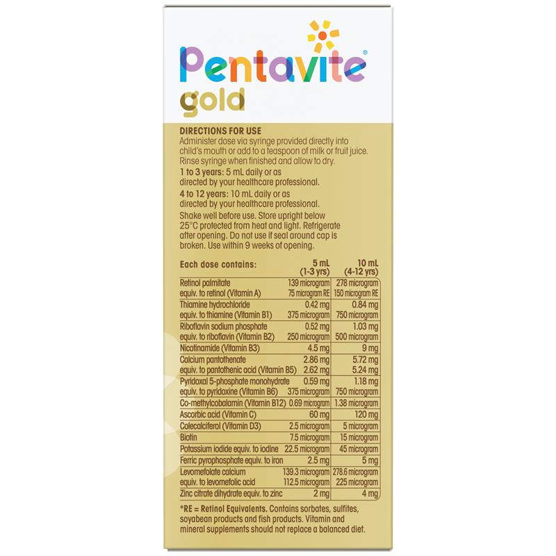 Pentavite Gold Multivitamin + Iron Liquid For Kids 200ml