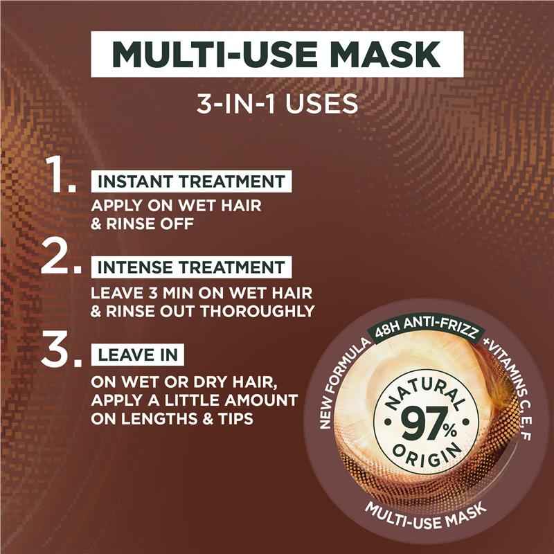 Garnier Fructis Hair Food Smoothing Macadamia 3-in-1 Mask Treatment for Dry & Unruly Hair 390ml