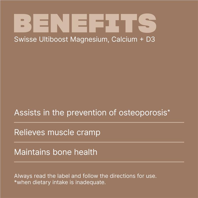 Swisse Ultiboost Magnesium Calcium + Vitamin D 120 Tablets - GimmeNow