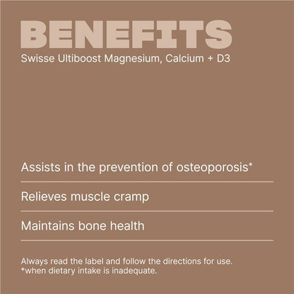Swisse Ultiboost Magnesium Calcium + Vitamin D 120 Tablets - GimmeNow
