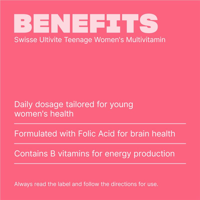Swisse Teenage Ultivite Women's Multivitamin 60 Tablets - GimmeNow