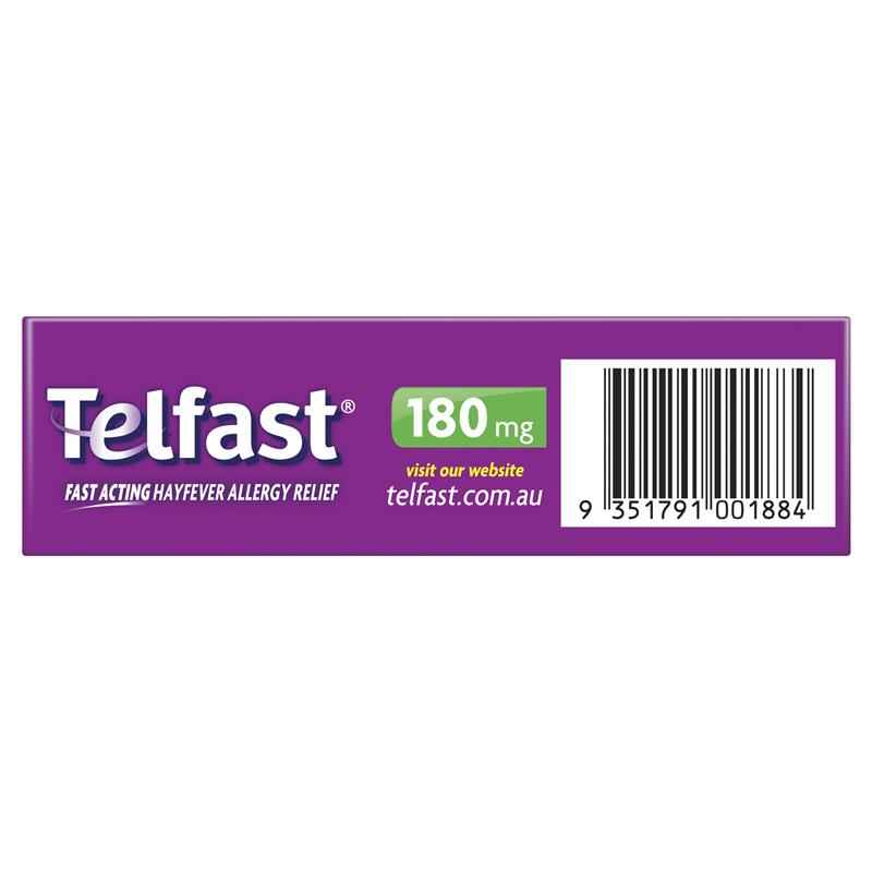 Telfast Hayfever Allergy Relief 180mg Antihistamine Tablets Non-Drowsy - 30 Pack