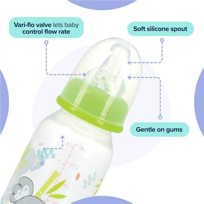 Nuby Printed Non Drip Feeding Bottles 240ml 0+ Months 3 Pack