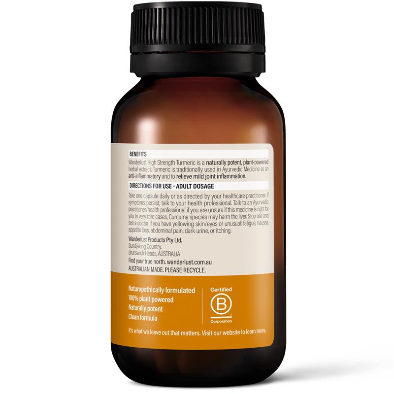 Wanderlust High Strength Turmeric 100 Capsules